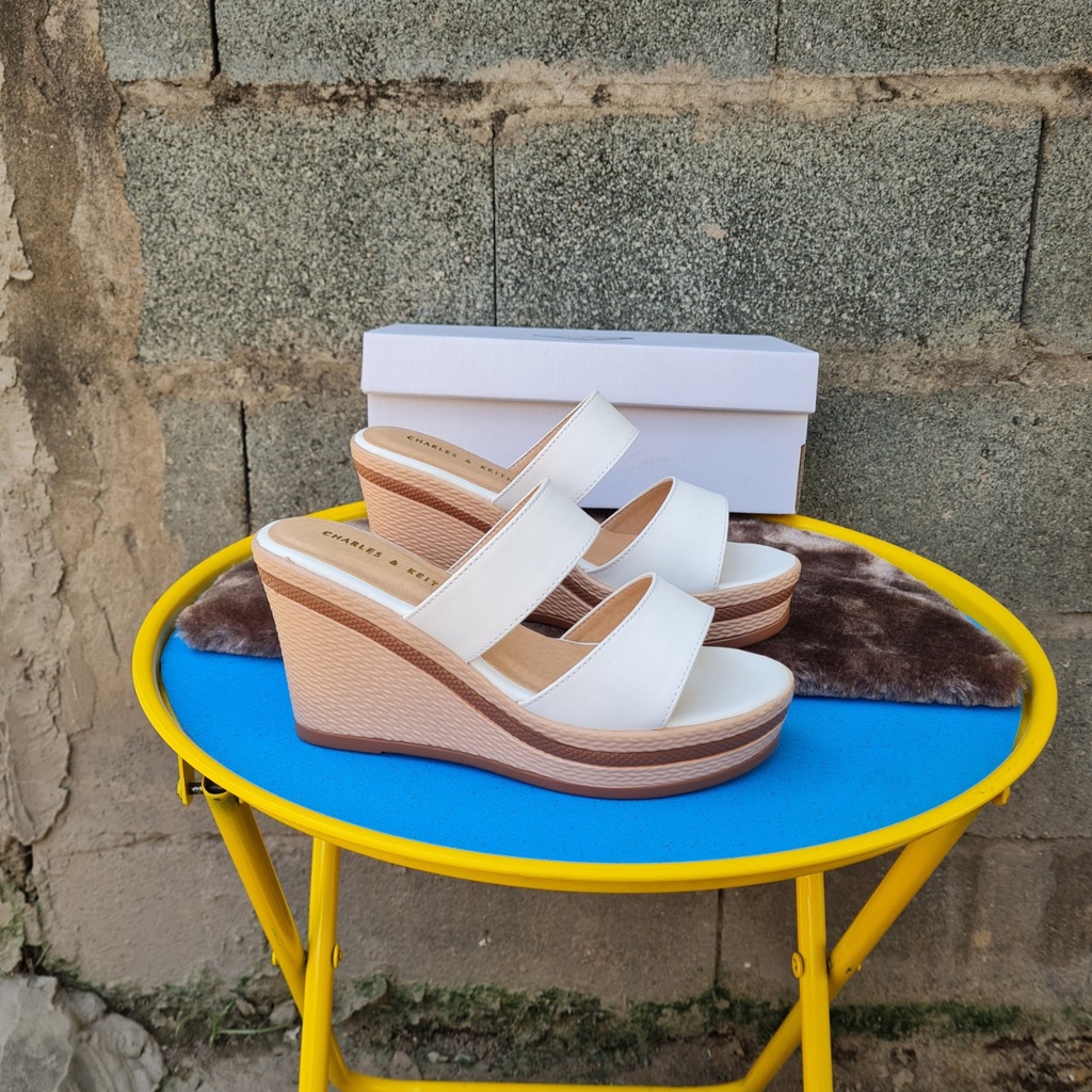 Dép 2 quai ngang NALLDOS quai da Microfiber đế PU cao 9cm rất nhẹ