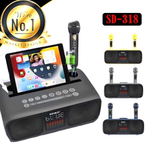 Loa Karaoke Bluetooth SD318 Âm Thanh Hay Nhỏ Gọn Phiên Bản Cao Cấp. Tặng Kèm 2 Micro Không Dây Có Màn Hình LCD