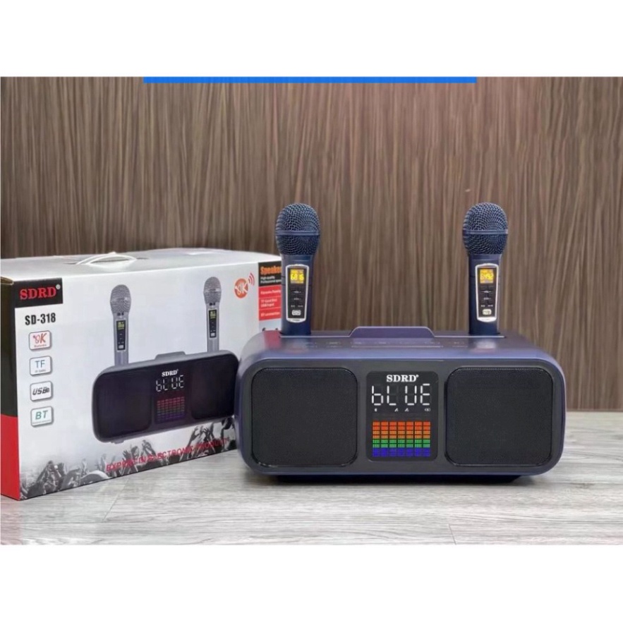 Loa Karaoke Bluetooth SD318 Âm Thanh Hay Nhỏ Gọn Phiên Bản Cao Cấp. Tặng Kèm 2 Micro Không Dây Có Màn Hình LCD