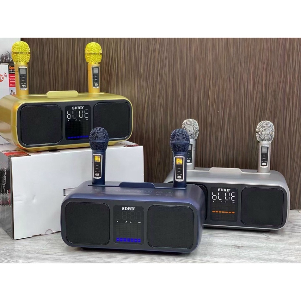 Loa Karaoke Bluetooth SD318 Âm Thanh Hay Nhỏ Gọn Phiên Bản Cao Cấp. Tặng Kèm 2 Micro Không Dây Có Màn Hình LCD
