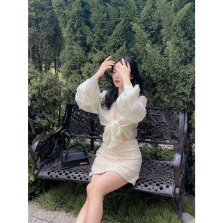 [RÁCH STORE] Set - 454 - Sơmi Cột Eo - Váy Ren