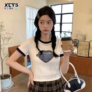 Áo thun XINLANYASHE dáng ôm in họa tiết thời trang Hàn Quốc cho nữ