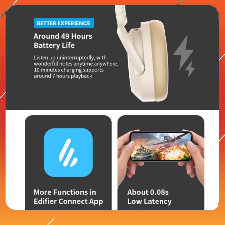 Edifier W820NB Plus - Tai Nghe Không Dây Bluetooth 5.2, ANC, Hi-Res Wireless, Màng Loa 40mm