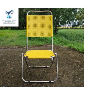 Ghế xếp inox mũ nhựa dày lưng cao, ghế gấp gọn phù hợp quán cà phê, dã ngoại, câu cá - Nội Thất Tuân Kiệt