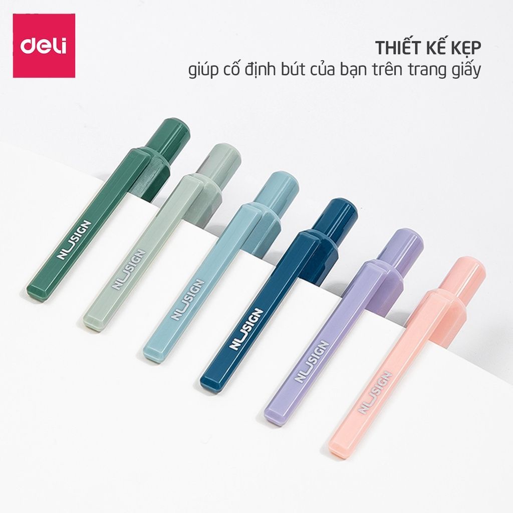 Bút bi dạng gel Deli NS559 mực đen ngòi 0.5mm / Bút nước Deli 559 viết êm trơn, thân bút màu pastel trendy