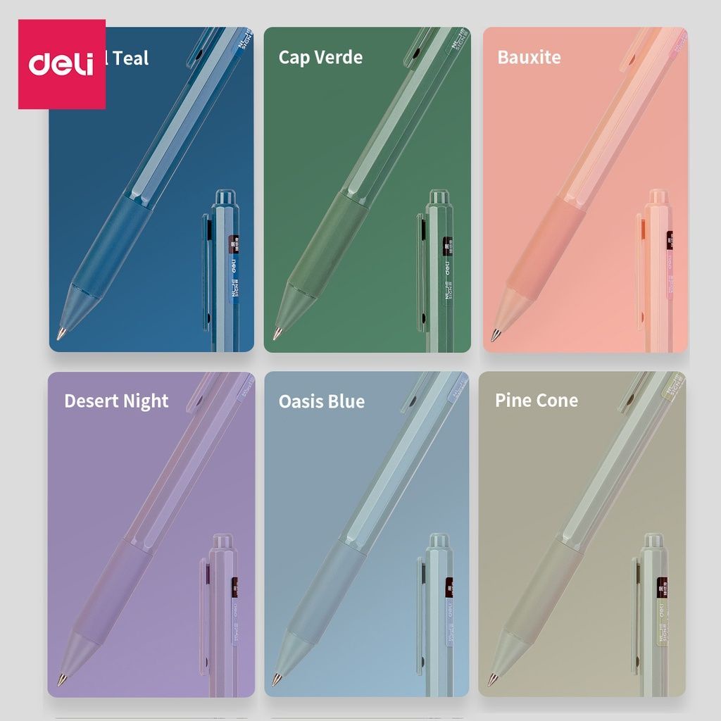 Bút bi dạng gel Deli NS559 mực đen ngòi 0.5mm / Bút nước Deli 559 viết êm trơn, thân bút màu pastel trendy
