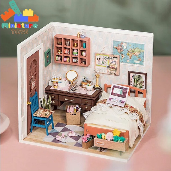 Nhà búp bê bằng gỗ Robotime Rolife | ANNE's BEDOOM tự lắp ráp DGM08 (Kèm keo + LED)- Quà tặng sáng tạo