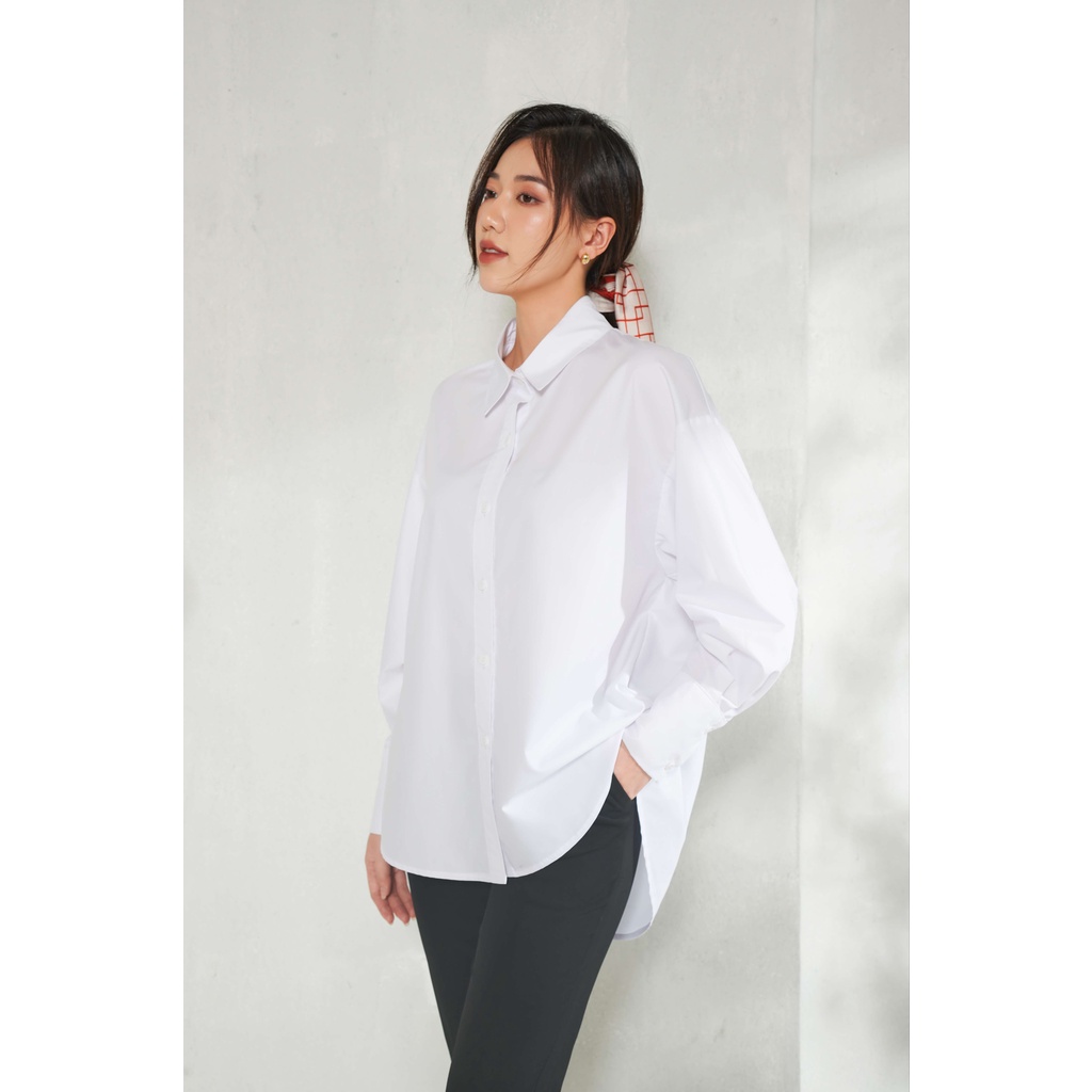 Áo sơ mi nữ dài tay dáng oversized trắng_MAIIMER T25102OFT