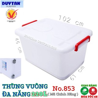{ Tổng kho giá rẻ } Thùng nhựa Vuông bánh xe đựng đồ Duy Tân 140L /220L ( KHÔNG BÁNH XE )