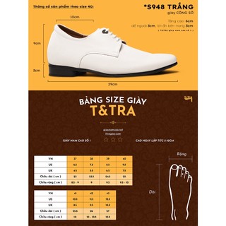 [ 6CM ] Giày Cao Nam T&TRA S948 T