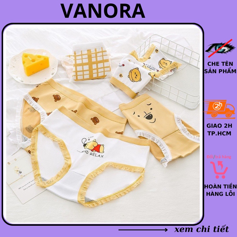 Quần lót nữ cotton kháng khuẩn cao cấp hoạt hình gấu cute dễ thương QL08