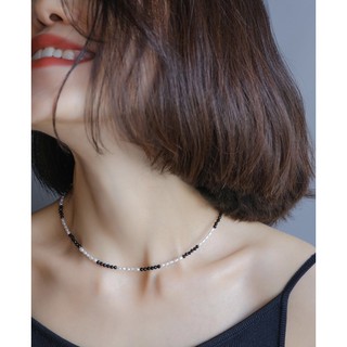 Vòng cổ trai choker size 3 li phối đá đen