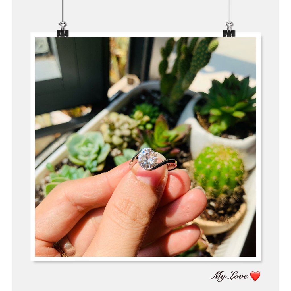 N4.1323 Nhẫn bạc đ.á Cz khía 7 màu trong vắt   | 2hand |