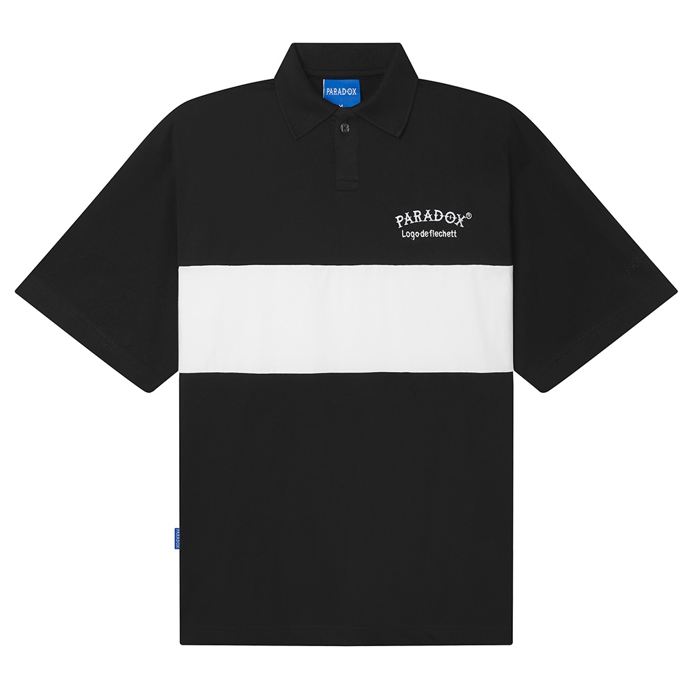 Áo thun có cổ Paradox tay lỡ STRIPE POLO - Trắng, Đen