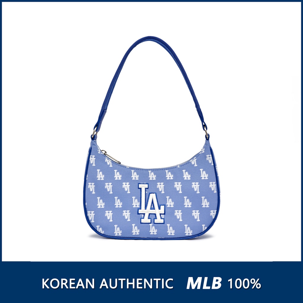 Túi MLB Monogram Jacquard Shoulder Bag Boston Red Sox 3Abqs012N màu trắng logo chữ b màu xanh màu xanh logo la