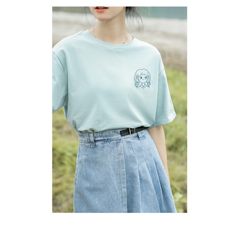 Áo thun cotton in hình ALICEVN1990, áo thun nữ  trẻ trung in hình giá rẻ chất cotton 100%