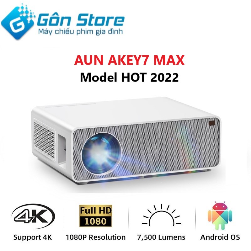 Máy chiếu Aun Akey7 max (M23) Bảo hành 12 tháng phiên bản 2022 - hạn chế tối đa mờ viền và độ sáng cao
