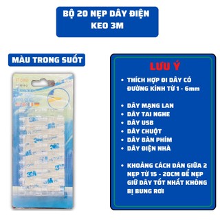 Bộ 20 nẹp dây điện dán tường, kẹp cố định dây điện dán tường siêu dính tiện lợi 88068