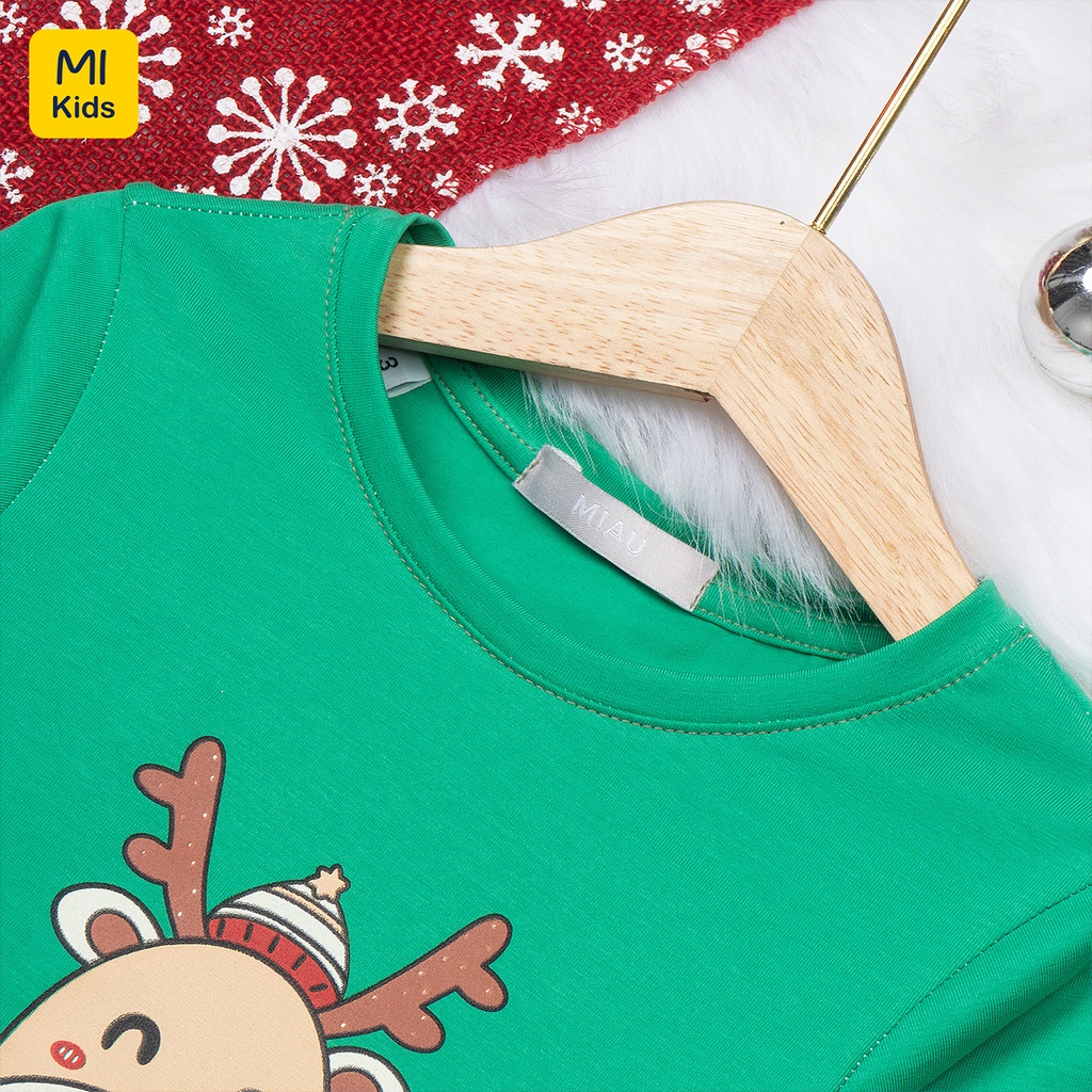 Áo phông cho bé In Hình Tuần Lộc Noel Đáng Yêu, Thun Cotton Thoáng Mát Cho Bé Đến 55Kg mặc vui chơi giáng sinh