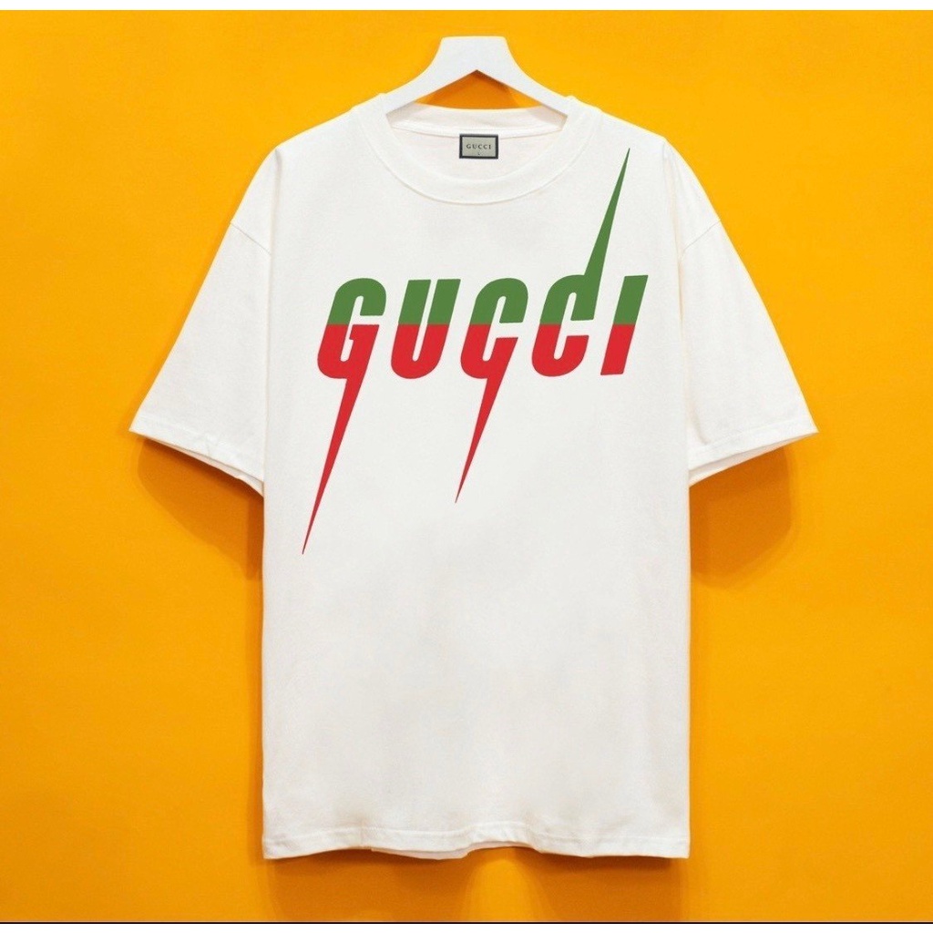 Áo Phông Nam Nữ GUCCI Tia Sét Chất Liệu Cotton Thoáng Mát - Hình in 5D Siêu Nét - From Dáng Unisex