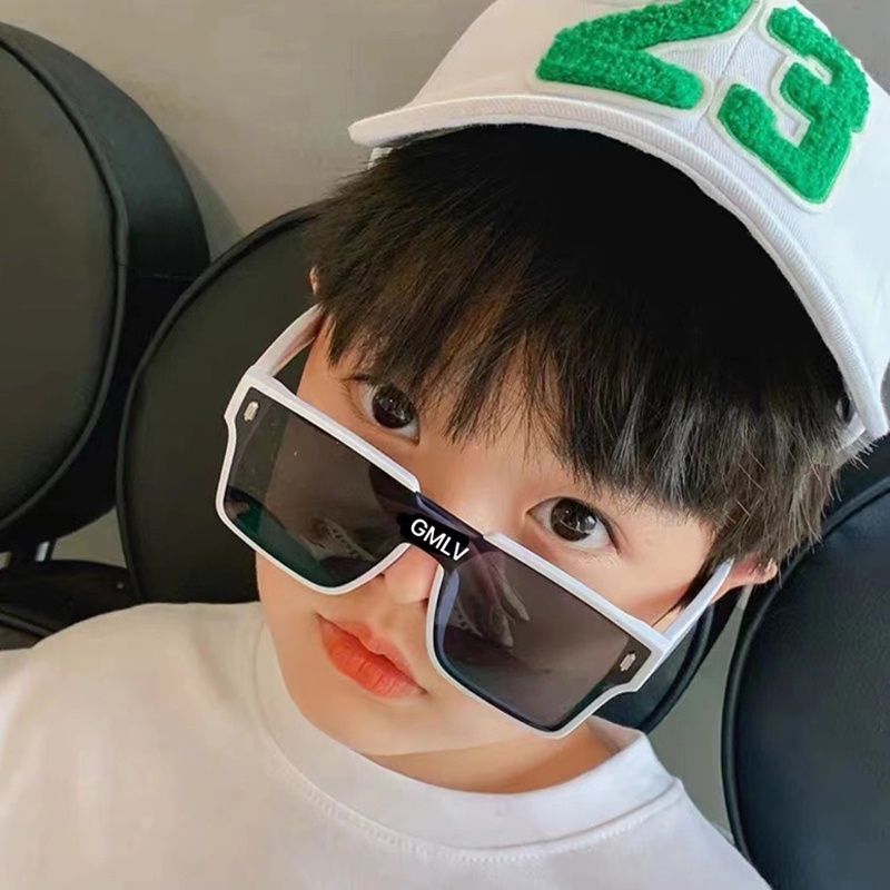 Kính Chống Nắng Một Mảnh Gọng Vuông Lớn Bảo Vệ Tia UV Lái Xe Ngoài Trời Xanh Lá Vàng Dành Cho Bé Trai Và Bé Gái