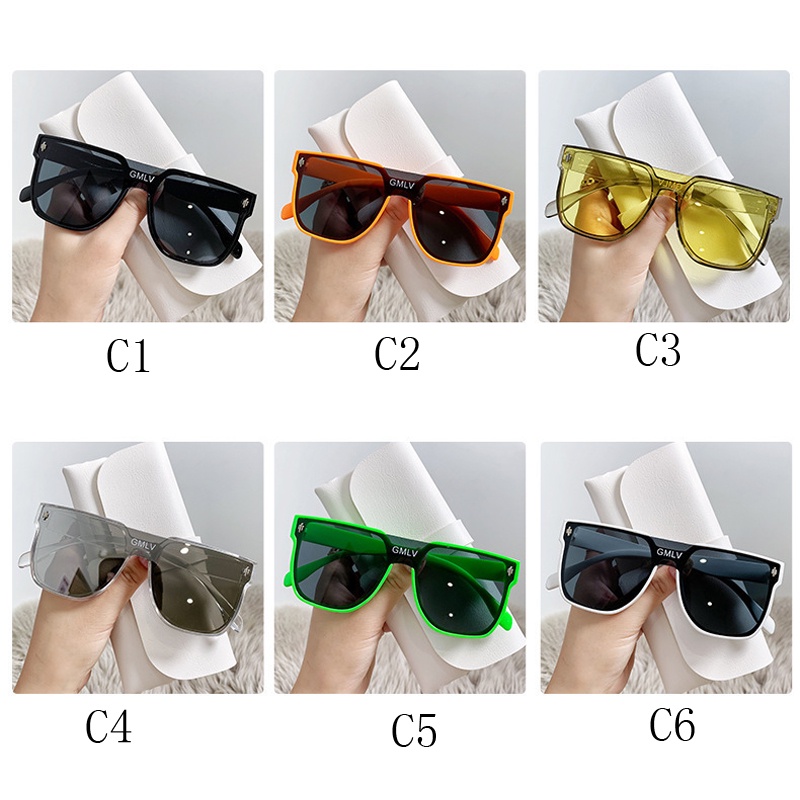 Kính Chống Nắng Một Mảnh Gọng Vuông Lớn Bảo Vệ Tia UV Lái Xe Ngoài Trời Xanh Lá Vàng Dành Cho Bé Trai Và Bé Gái