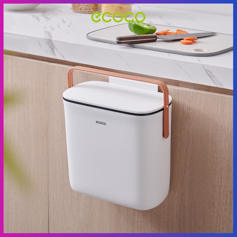 Thùng rác ECOCO thông minh treo cánh tủ bếp, treo tường nhà vệ sinh, wc - chống mùi, côn trùng EBETH