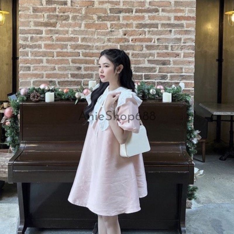 Đầm Babydoll Tay Phồng Cổ Bèo Tiểu Thư Váy Đầm Baydoll Hồng Dáng Ngắn Đi Chơi Dạo Xinh Xắn ,Váy Babydoll Cổ Bèo ANIESHOP