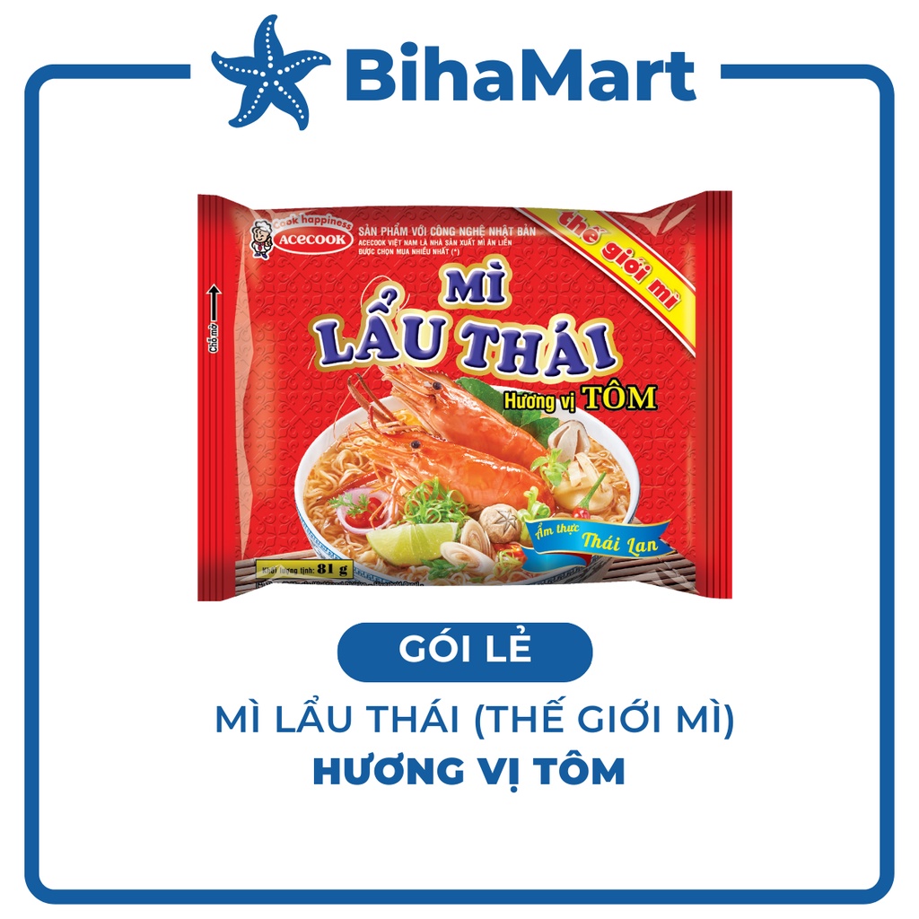 [GÓI LẺ] - ACECOOK - Mì lẩu Thái Tôm / Mì ăn liền lẩu Thái Tôm (Mì Thế giới mì Mì lẩu Thái hương vị Tôm ) (81g/gói)