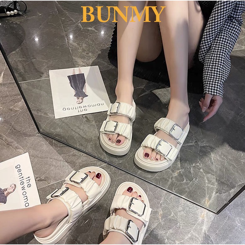 Dép Nữ Thời Trang 2 Quai Nhún Nữ Tính Đế Bánh Mì 2,5cm Mới 2022