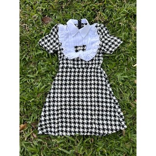 ĐẦM MINI DẠ PHỐI CỔ BÈO TRẮNG ĐÍNH NƠ