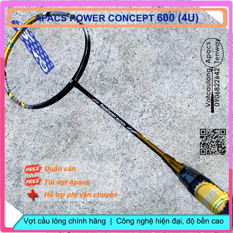 Vợt cầu lông Apacs Power Concept 600  – Dòng vợt cân bằng công thủ ổn định, thích hợp đánh phong trào