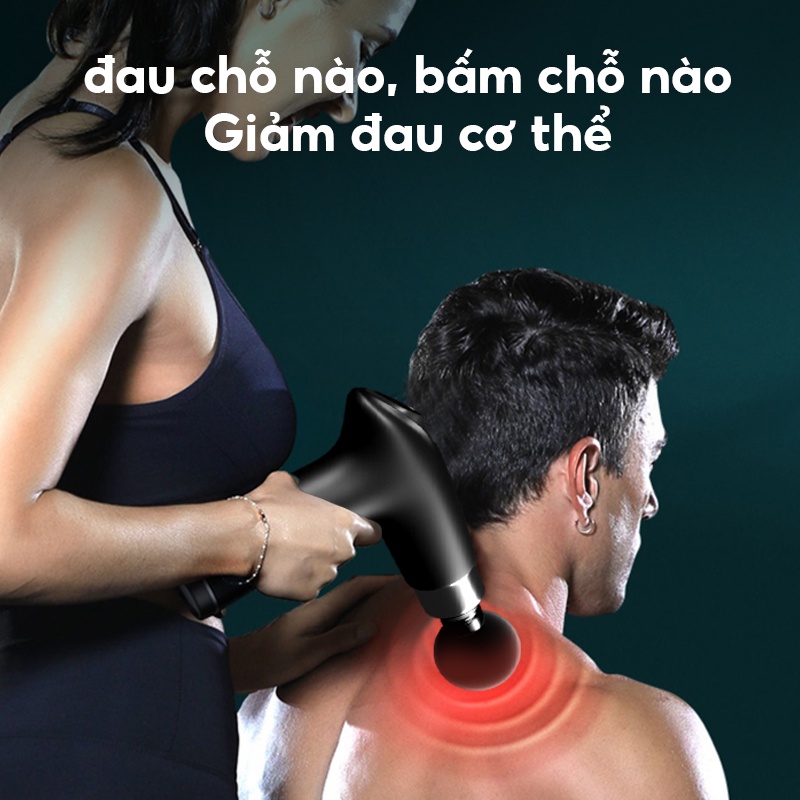 HAN RIVER Máy massage cầm tay 4 đầu 12 chế độ hỗ trợ giảm nhức mỏi vai gáy - Hàng chính hãng