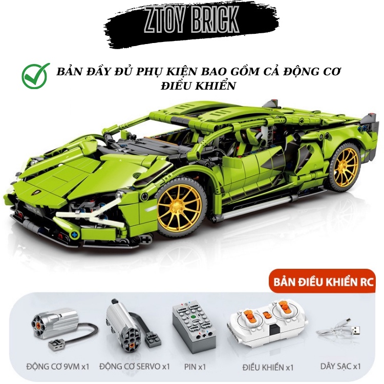 Đồ Chơi Lắp Ráp Kiểu LEGO Mô Hình Điều Khiển Từ Xa RC Technic Siêu Xe Lamborghini Sian SY8600