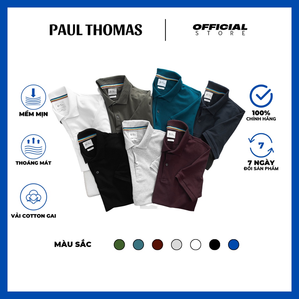 ÁO POLO NAM TRƠN BASIC, KO LỖI MỐT, CHẤT COTTON THOÁNG MÁT THẤM HÚT MỒ HÔI, HÀNG CHÍNH HÃNG - PAUL THOMAS