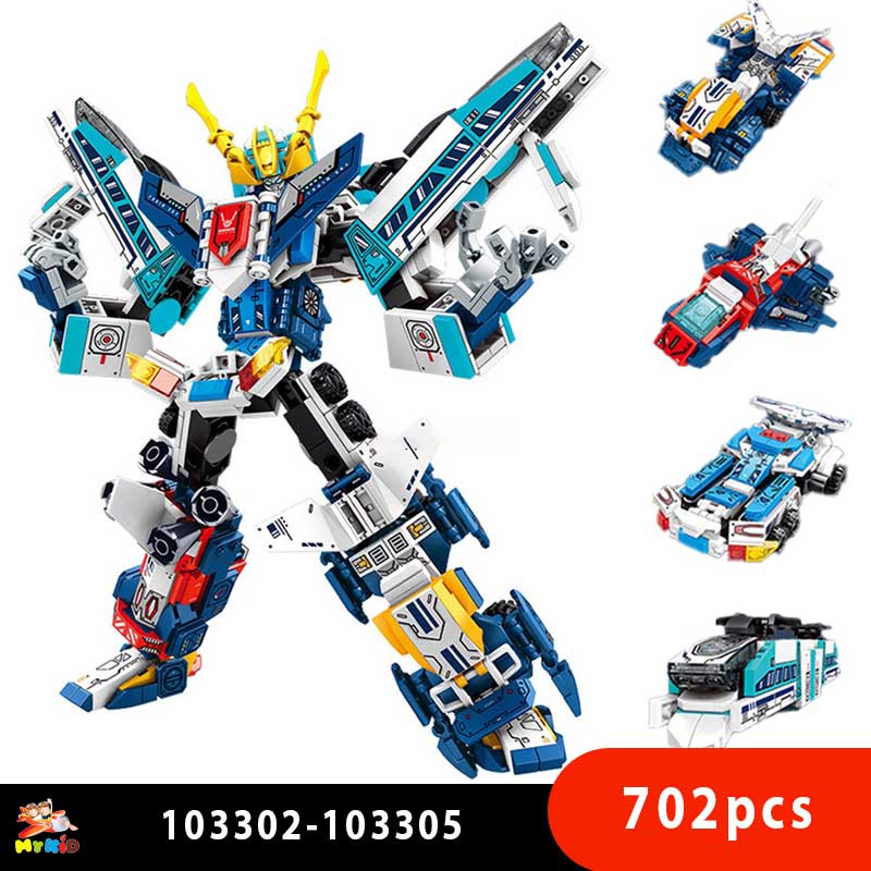 Đồ chơi Lắp ráp Robot Cảnh sát vũ trụ bộ 4 hộp, Sembo Block 103302-103305 (702 mảnh ghép)