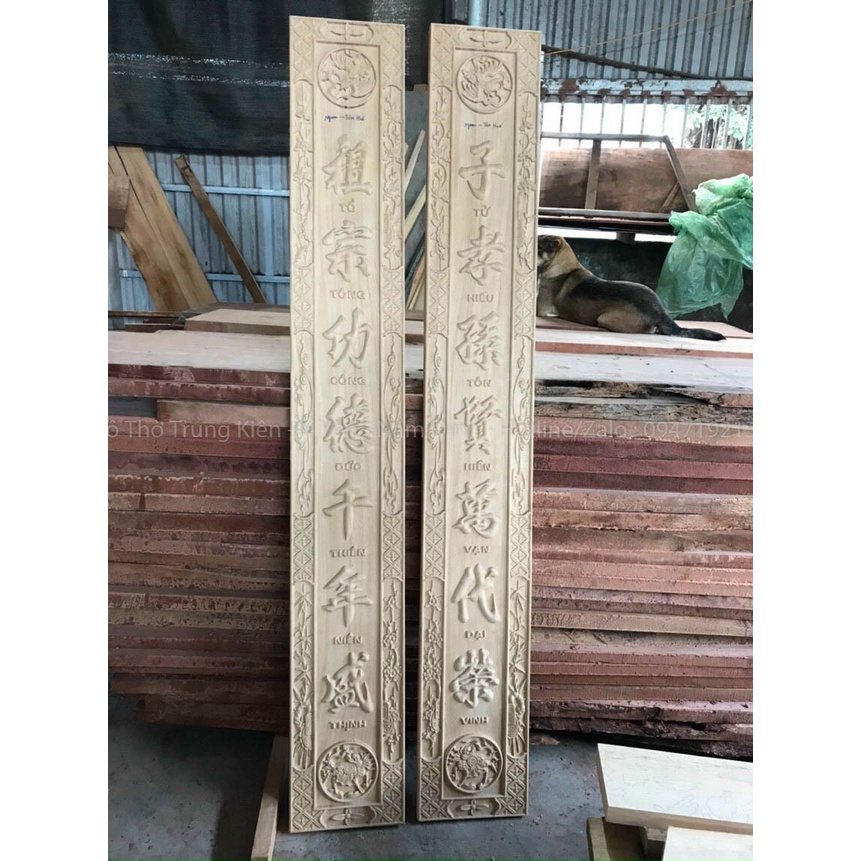 Đại Tự Câu Đối Hàng Mộc Dài 1m97 Cao 67 Câu Đối Dài 1m97 Rộng 25