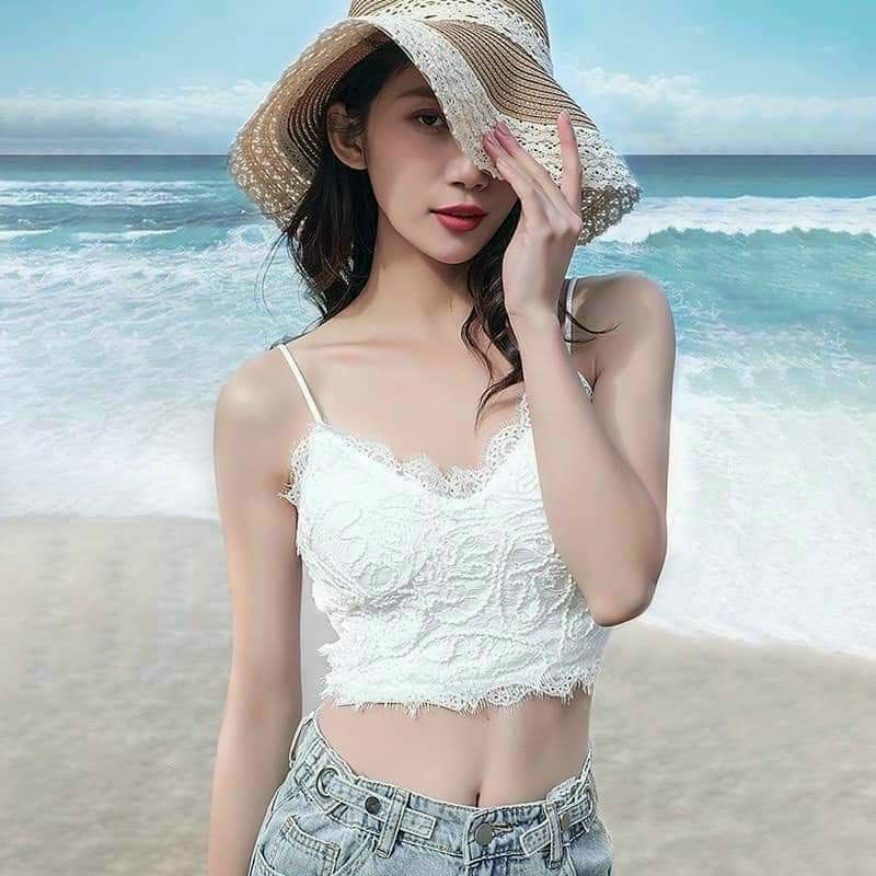 Áo Bra Ren Hoa , Áo Lót Hai Dây Ren Màu Trắng Đen Dáng Croptop Cho Nữ Hàng Cao Cấp | BigBuy360 - bigbuy360.vn