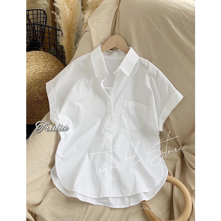 áo sơ mi nữ cộc tay cánh dơi màu trắng cá tính