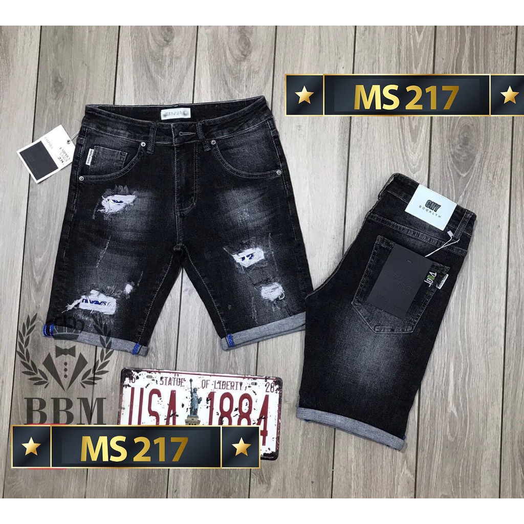 Quần short jean nam xước chất bò - quần short demin lửng nam co giãn thời trang cao cấp Pn_shop90 ms216