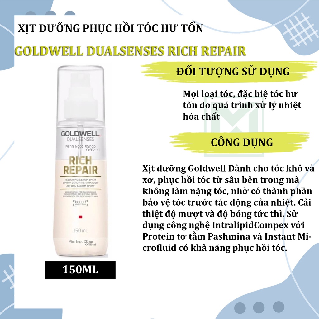 Xịt dưỡng tóc Goldwell Dualsenses Rich Repair 150ML chính hãng