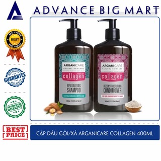 Bộ dầu gội xả cho tóc hư tổn, kích thích mọc tóc tối đa arganicare collagen 400ml x2