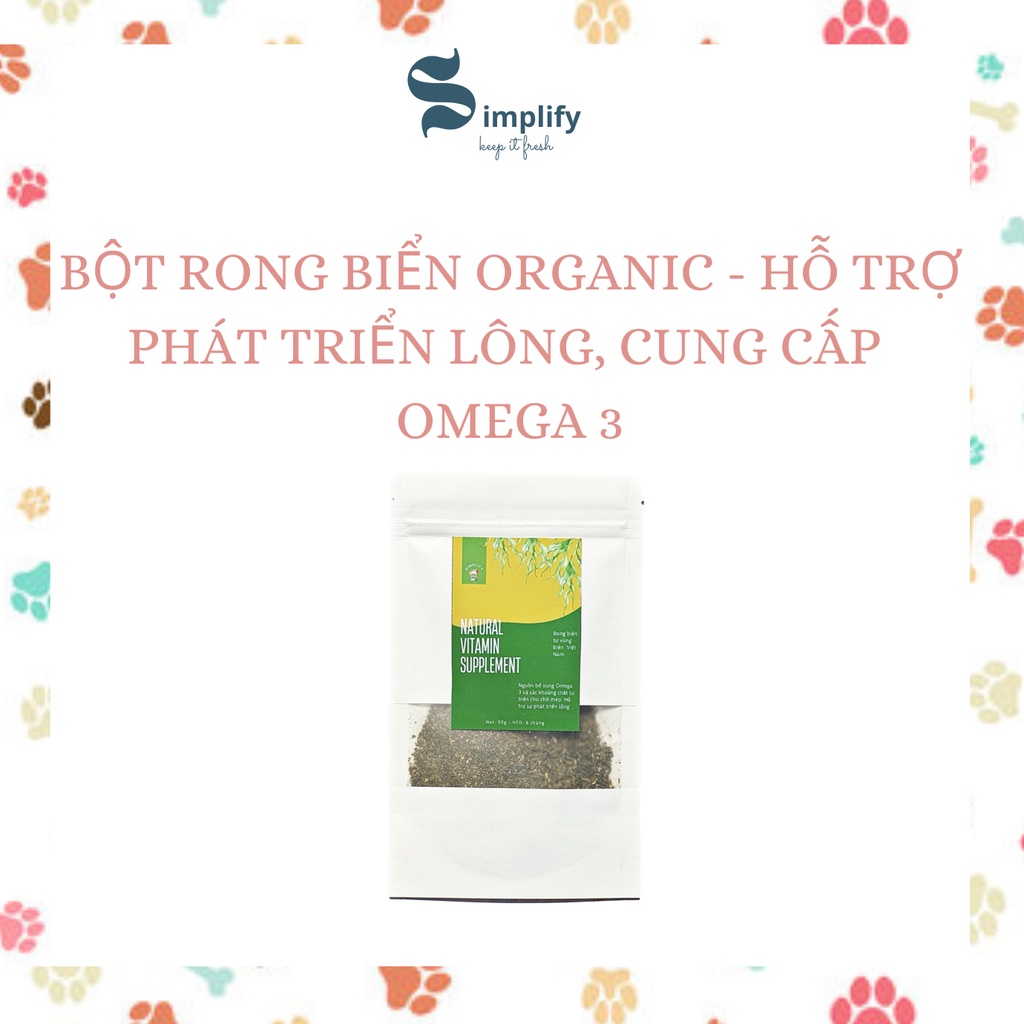 Bột Rong Biển Organic Simplify Cho Chó Mèo - Dưỡng Lông, Bổ Sung Omega 3