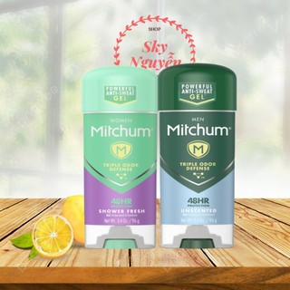 Lăn khử mùi mitchum unscented/shower fresh 48h protection gel 96g