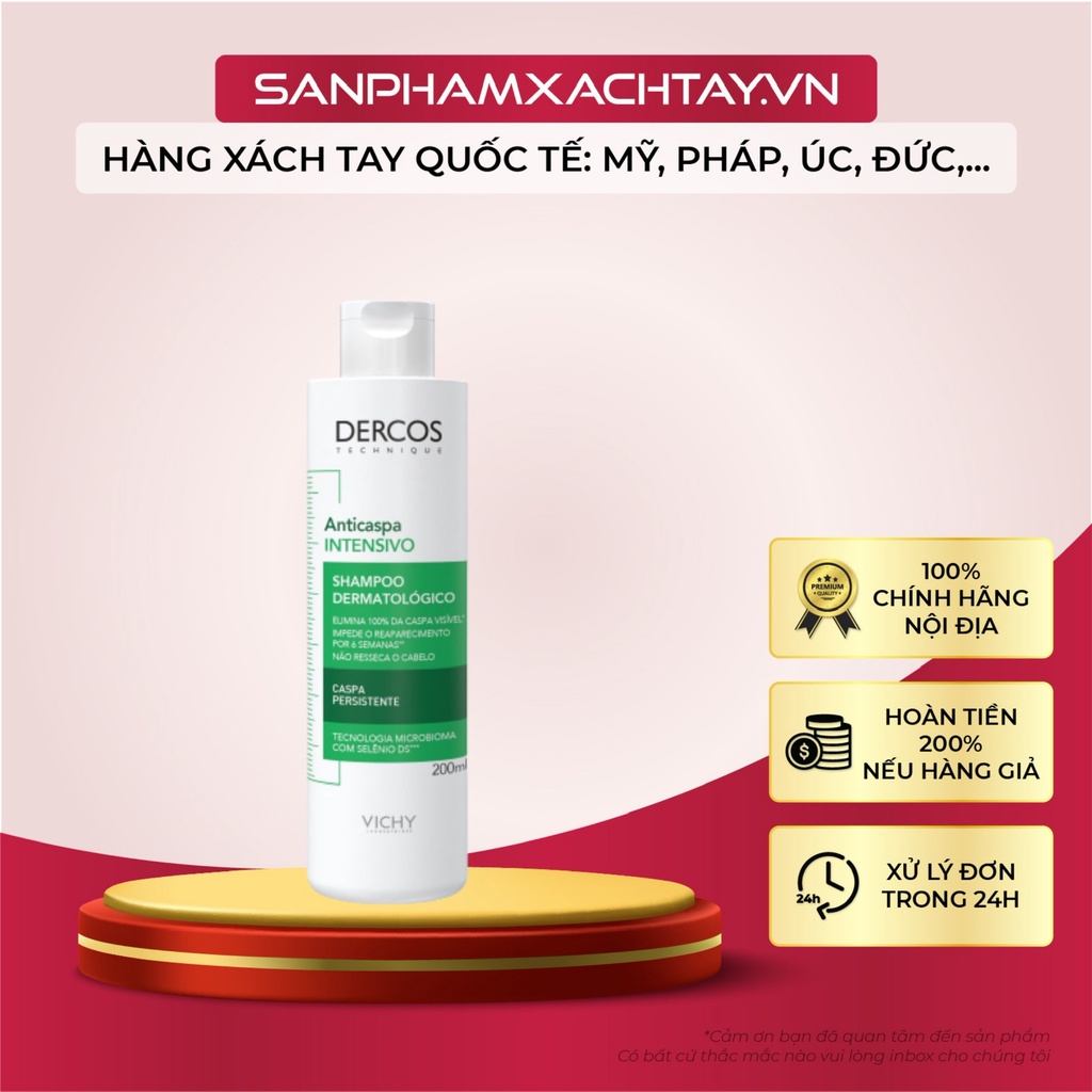 Dầu gội Vichy Dercos Anti Dandruff Advanced Action - Giúp làm giảm gàu cho da đầu dầu, ngứa - Chai 200ml - 390ml