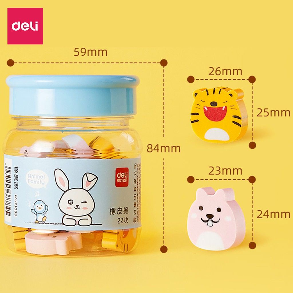 Tẩy Deli 71055 / Gôm tẩy hình thú đáng yêu cute tẩy sạch bút chì
