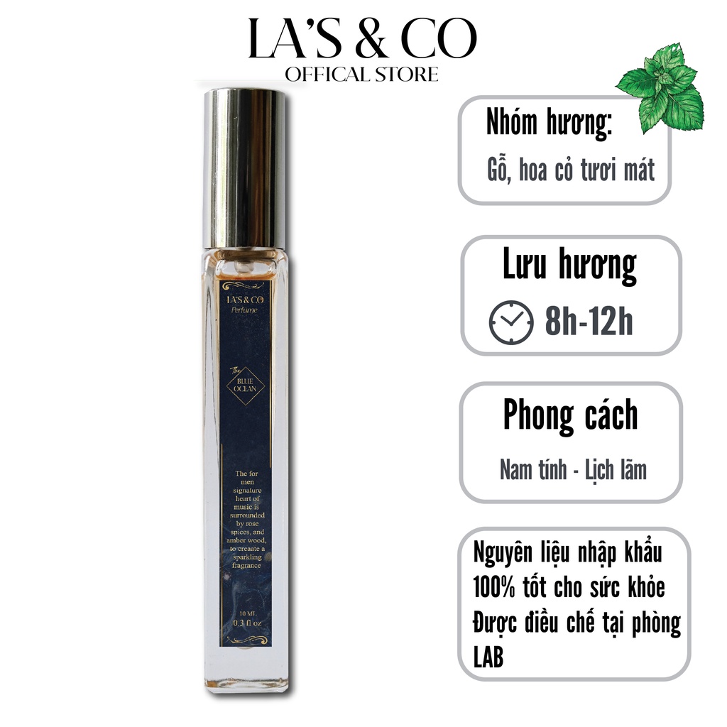 Nước hoa nam La's & Co Blue Ocean 10ml Lịch Lãm, Sang Trọng