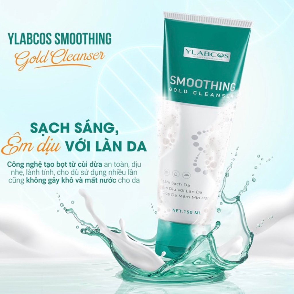 Sữa rửa mặt Dr Lacir sữa rửa măt vàng smoothing gold cleanser cho da nhạy cảm, mỏng yếu, sau tái tạo, an toàn,150ml