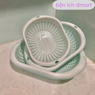 bộ rổ 6 món nhựa eccox hình elip 2 in 1 tiện ích, rổ nhựa 2 lớp 1319