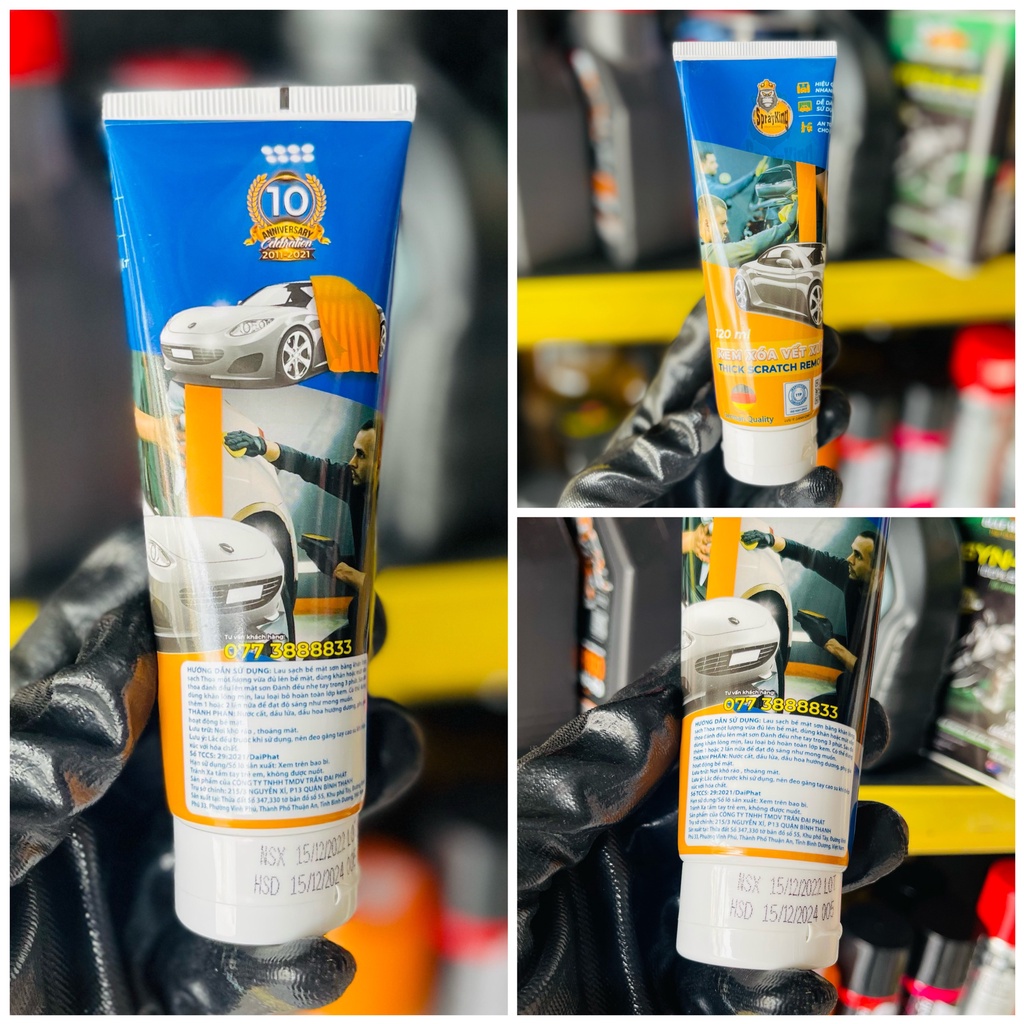 Tuýp kem xóa vết xước Sprayking cho dàn áo Xe Máy, Xe Ô tô